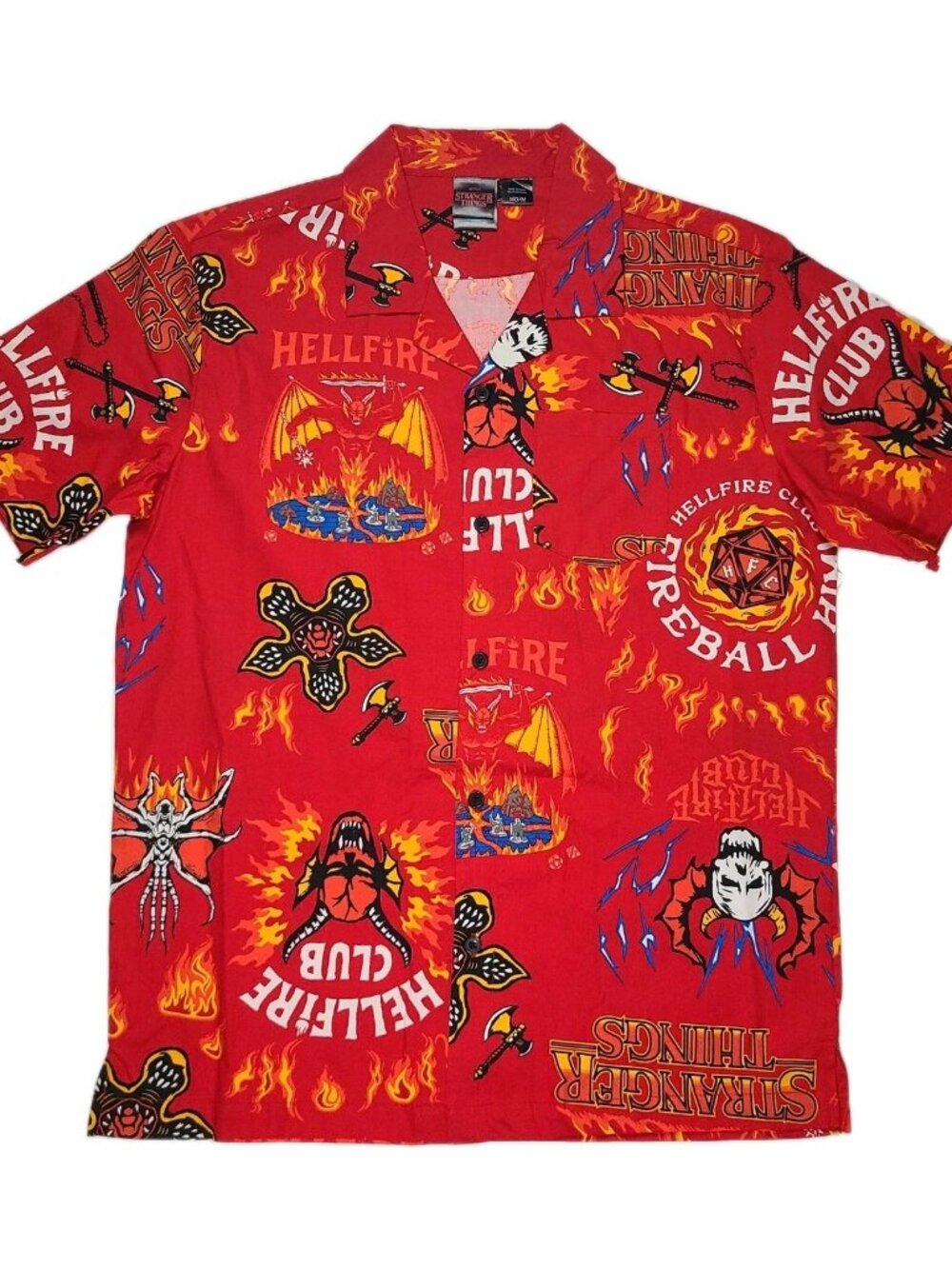Netflix Stranger Things Hellfire Club Button Up Shirt Mens Size M NWT